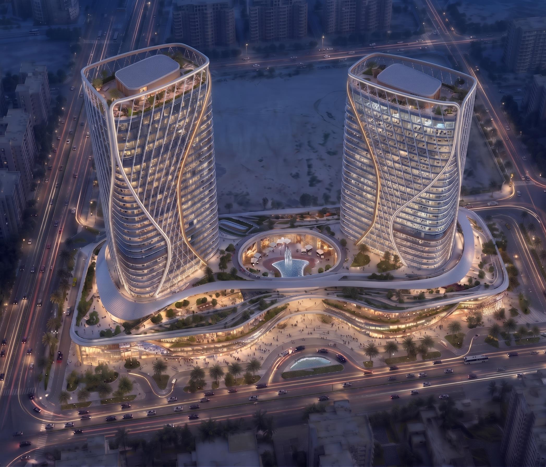 DSC architectural project at sunset